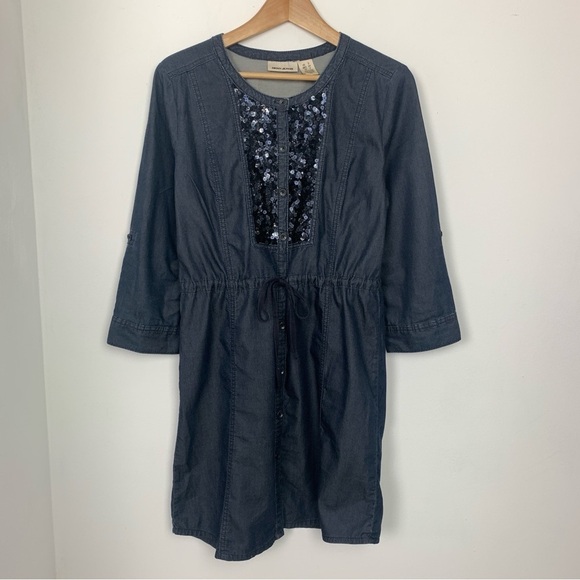 DKNY Jeans Sequin Embellished Denim Shirtdress - Picture 3 of 11